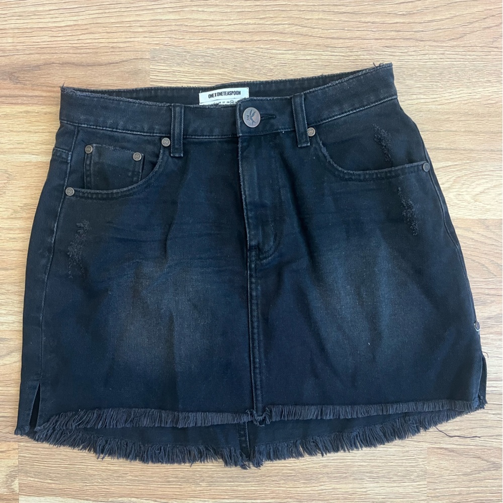 Black Denim Mini Skirt